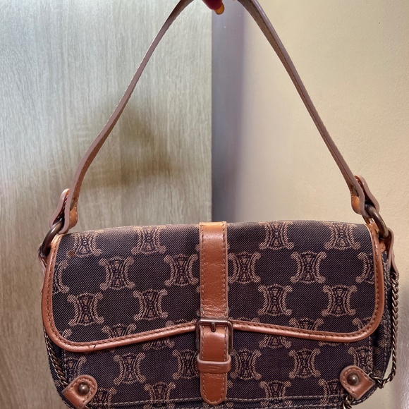 Authentic Celine Ava Macadam Denim Pochette Baguette bag - Picture 2 of 14